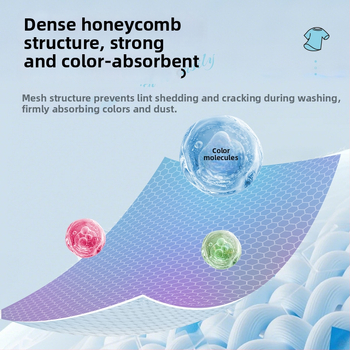 Krāsu uzsūcošs mazgāšanas lapa; novērš krāsu pārvietošanos; traipu aizsardzība; derīgs veļas mašīnai; piemērots sajaukšanai