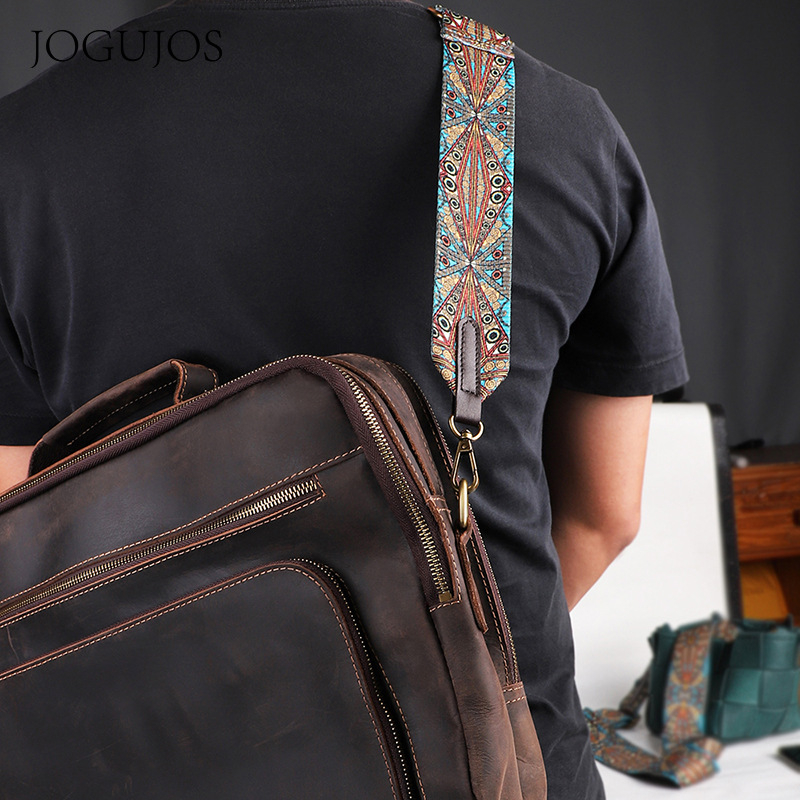 JOGUJOS/Chogujos μποέμικη φλοράλ crossbody τσάντα με φαρδιούς ιμάντες, πολυεστέρας, μοντέλο 3001