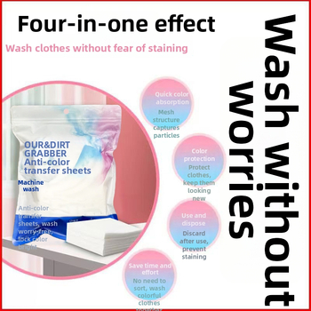 Prací listy na absorpciju farieb, balené v puzdre – proti prenosu farieb, proti zafarbeniu, domáce použitie