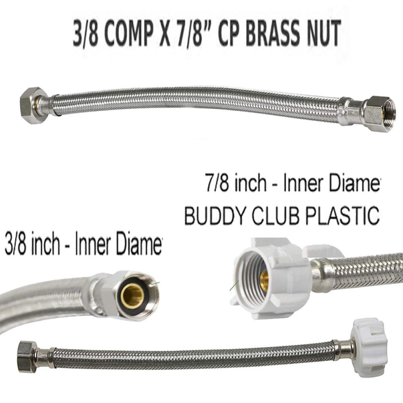 Nerezovo opletený prívod vody pre toaletu, model Braided Tube, materiál: nerezová oceľ, menovitý tlak: 20, prevádzková teplota: 90°C, inštalácia: závit