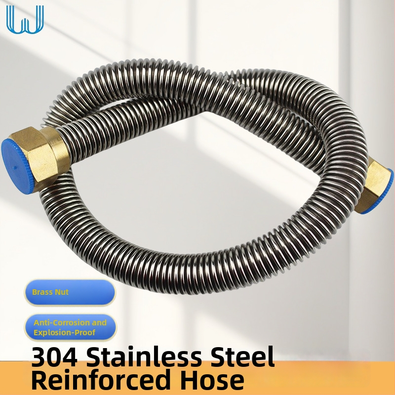 304 roostevabast terasest gofreeritud veevoolik sisendsöötmele vaskpeaga, plahvendustele vastupidav, keermegaühendus, 1.6 MPa, 100°C