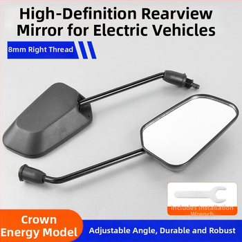 Konvexné spätné zrkadlo pre skúter s antireflexnou vrstvou; materiál plast + sklo; závit 8 mm; kompatibilné Xiaoniu/Yadea No.9