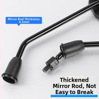 Konvexné spätné zrkadlo pre skúter s antireflexnou vrstvou; materiál plast + sklo; závit 8 mm; kompatibilné Xiaoniu/Yadea No.9