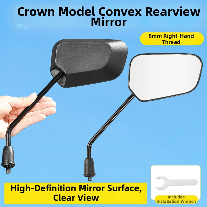 Konvexné spätné zrkadlo pre skúter s antireflexnou vrstvou; materiál plast + sklo; závit 8 mm; kompatibilné Xiaoniu/Yadea No.9