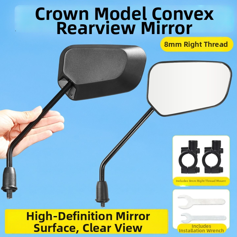 Konvexné spätné zrkadlo pre skúter s antireflexnou vrstvou; materiál plast + sklo; závit 8 mm; kompatibilné Xiaoniu/Yadea No.9