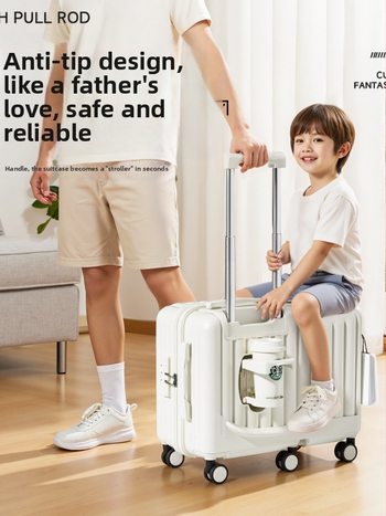 Vaikų sėdimasis lagaminas su 360° ratukais, ABS+PC medžiaga, užtrauktuvo uždarymas, unisex, 3 kg