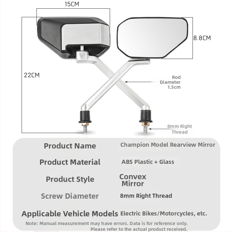 Zadné zrkadlo pre elektrické motocykle, ABS plast + sklo, Mogelon