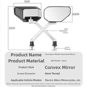 Zrkadlo spätného videnia pre elektrické vozidlá, konvexné zrkadlo s širokým zorným poľom, ABS plast + sklo, značka Mogelon
