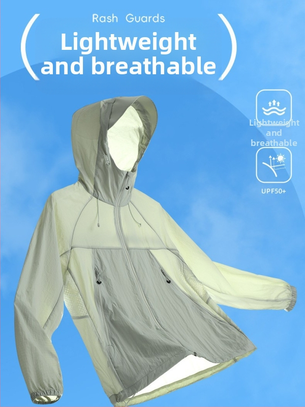 Unisex kerge päikesekaitsejakk kapuutsiga, nailonist materjal, UPF50+, hingav