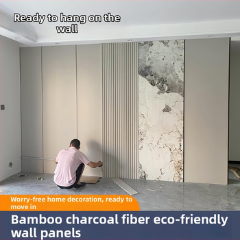 Panel na stenu z bambusových vlákien s uhlíkovým vláknom; drevený dekoratívny povrch, bez švov, vodeodolný a vlhkosti odolný, moderný minimalistický štýl, model 9.3