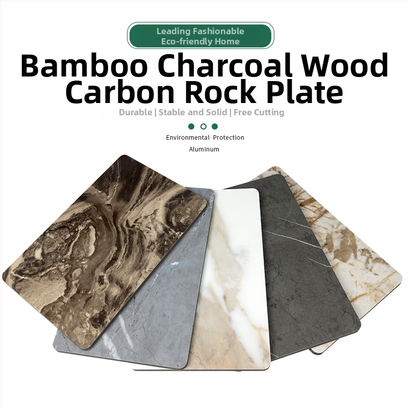 Stenový panel s drevenou dekoratívnou povrchovou úpravou a karbónovým krištáľovým panelom – materiál: bambusovo-drevené vlákno a bambusový uhlík; model 8.6; štýl: plochý, moderný minimalizmus