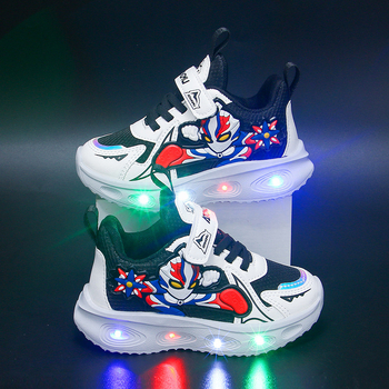 LED svjetleće tenisice za dječake – gornji dio od sintetičke kože, vodootporne, lagane, Velcro kopčanje, EVA đon