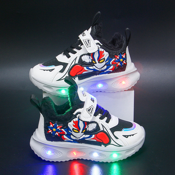 LED svjetleće tenisice za dječake – gornji dio od sintetičke kože, vodootporne, lagane, Velcro kopčanje, EVA đon
