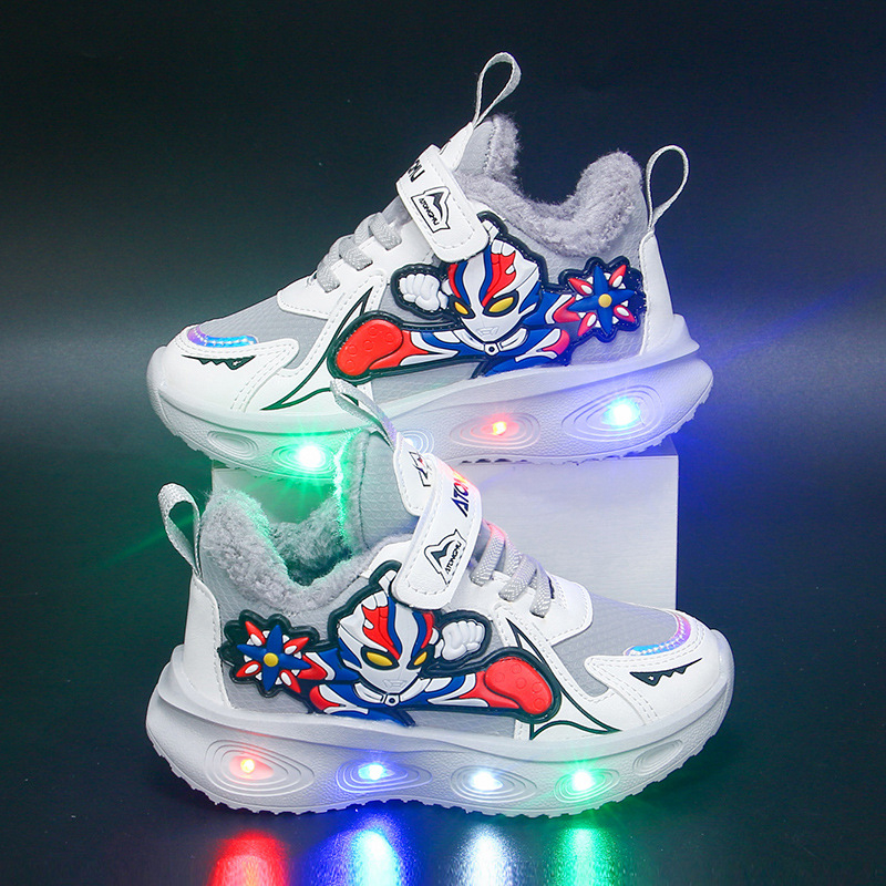 LED svjetleće tenisice za dječake – gornji dio od sintetičke kože, vodootporne, lagane, Velcro kopčanje, EVA đon