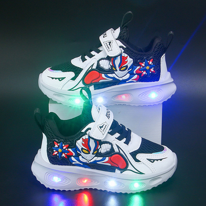 LED svjetleće tenisice za dječake – gornji dio od sintetičke kože, vodootporne, lagane, Velcro kopčanje, EVA đon
