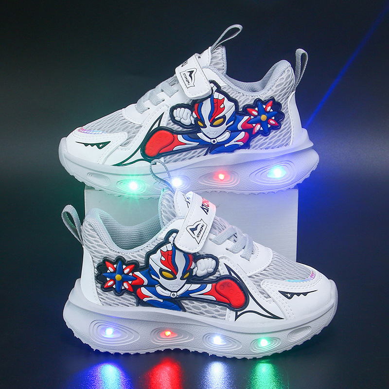 LED svjetleće tenisice za dječake – gornji dio od sintetičke kože, vodootporne, lagane, Velcro kopčanje, EVA đon