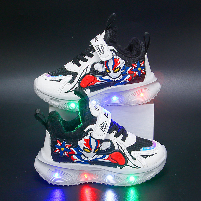 LED svjetleće tenisice za dječake – gornji dio od sintetičke kože, vodootporne, lagane, Velcro kopčanje, EVA đon