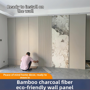 Panel na stenu z bambusových vlákien s dreveným povrchom — karbónový kryštálový panel, bezšvový dekoratívny povrch dreva, vodotesný vnútorný pozadie steny