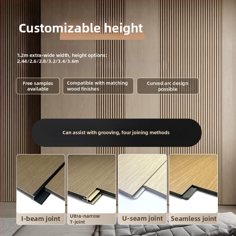 Sienas paneļa no bambusa oglekļa šķiedras ar koka apdari — oglekļa kristāla plāksne, bezšuvju dekoratīvā koka virsma, ūdensizturīgs iekšējais fona sienu