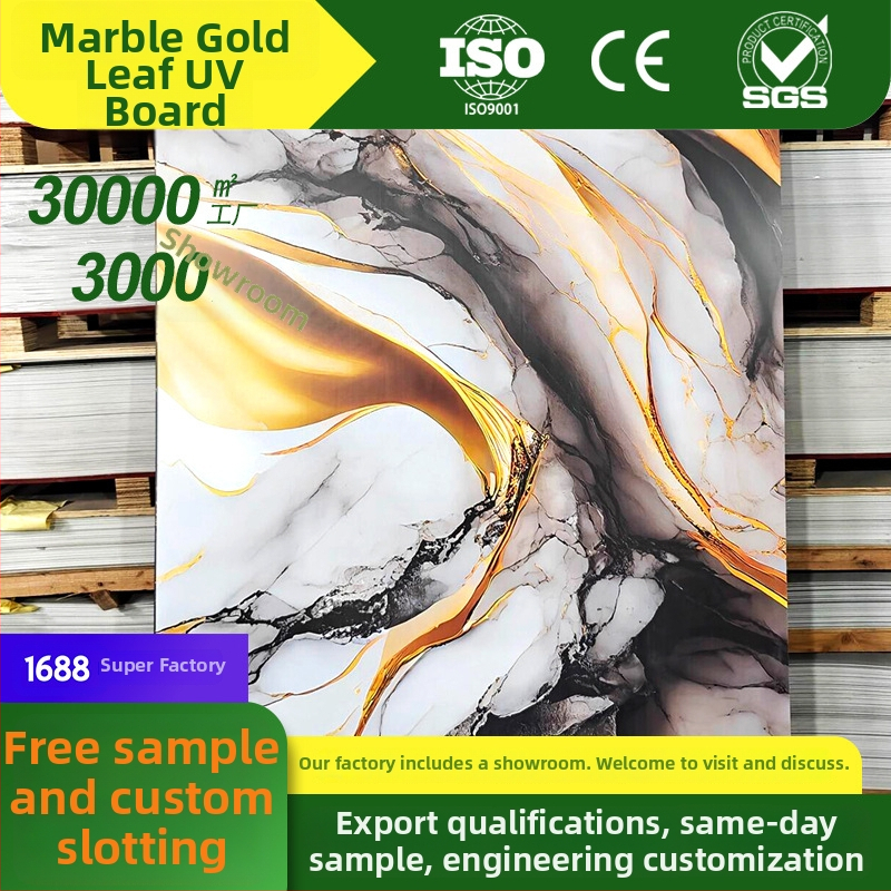 UV stenový panel z kameňovo-plastového materiálu, SPC model kamenný kryštál steny panel, vysoký lesk mramorového povrchu, vodotesný a odolný voči ohňu, inštalácia k dispozícii