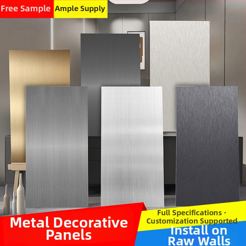 Kovový stenový panel s dreveným obkladom a bambusovými vláknami a bambusovým uhlím; bezšvový dizajn v modernom minimalistickom štýle.