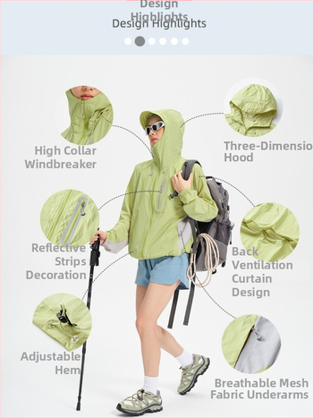 Välisjope kapuutsiga, hingav, kiiresti kuivav, UV kaitse UPF100+, nailonist kangas