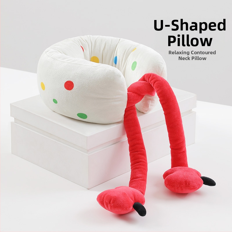 U- tvarovaná cestovná vankúš na krk s kresleným dizajnom, ľahko prenosný, pre deti aj dospelých, s oporou bedra; výplň: polyesterové vlákno; tkanina: kryštálový zamat; štýl: kreslený