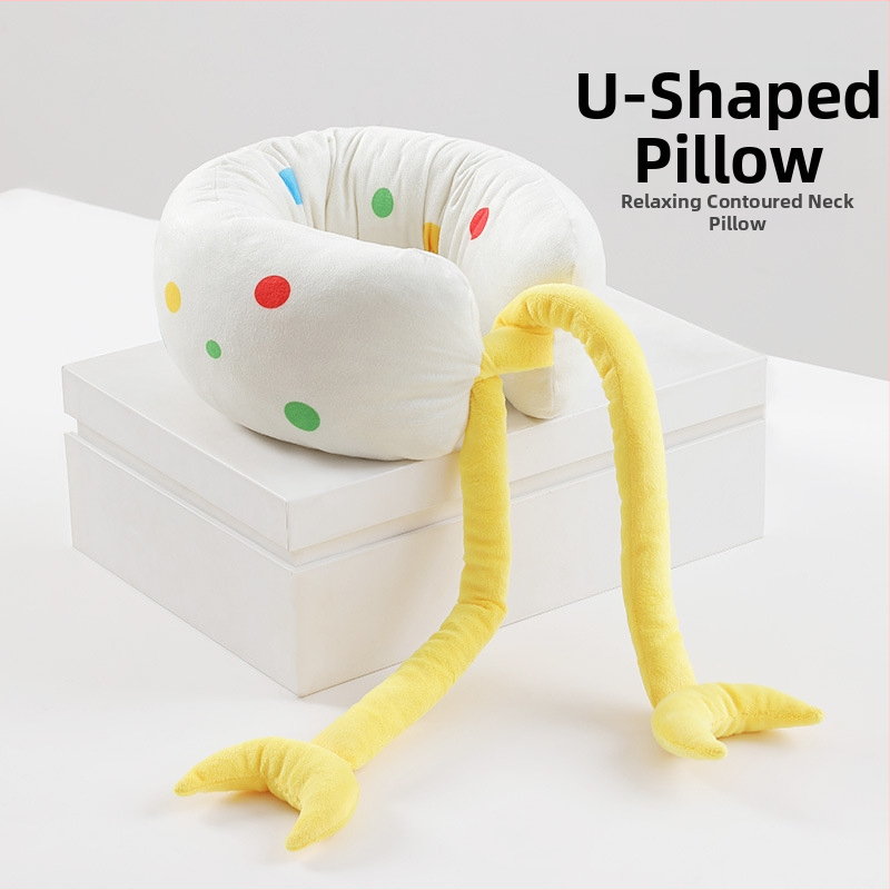 U- tvarovaná cestovná vankúš na krk s kresleným dizajnom, ľahko prenosný, pre deti aj dospelých, s oporou bedra; výplň: polyesterové vlákno; tkanina: kryštálový zamat; štýl: kreslený