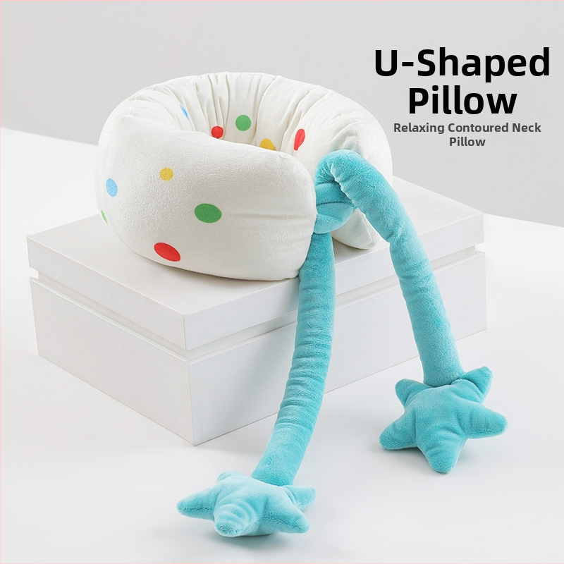 U- tvarovaná cestovná vankúš na krk s kresleným dizajnom, ľahko prenosný, pre deti aj dospelých, s oporou bedra; výplň: polyesterové vlákno; tkanina: kryštálový zamat; štýl: kreslený