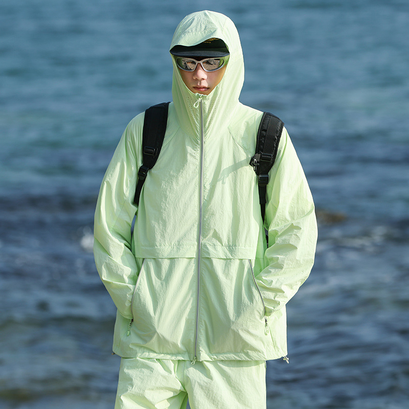 Unisex vanjski windbreaker s UPF50+ UV zaštitom, prozračan, brzo se suši, kapuljača, reflektirajuća traka