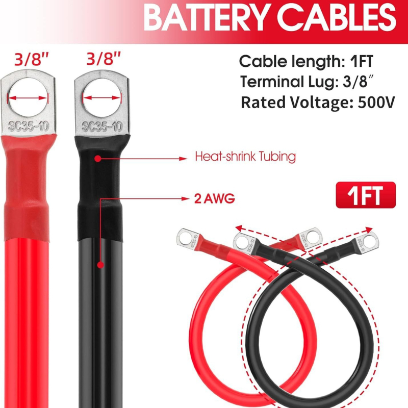 Automobilový kábel na pripojenie batérie, meď, 2 AWG, tovarové číslo 6598, vhodný pre automobily, elektrické vozidlá, obytné prívesy a solárne systémy