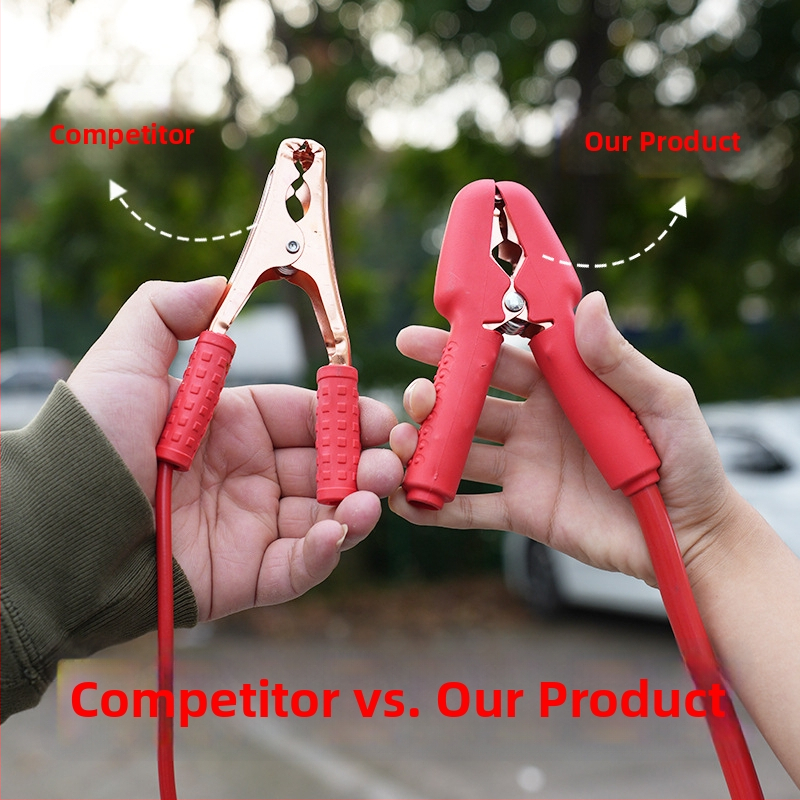 Kuster automobiļu iedarbināšanas kabeli ar akumulatora skavām – biezs tīrs vara, antifrīzes dizains, ārkārtas lietošanai