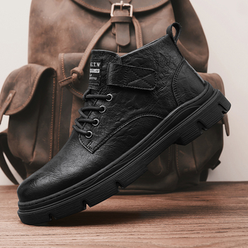 Pánske Martin topánky, vrchnok z Ultra-fiber kože, gumová podrážka, PU vložka, odolné voči opotrebeniu, štýl Youth Trend Martin Boots