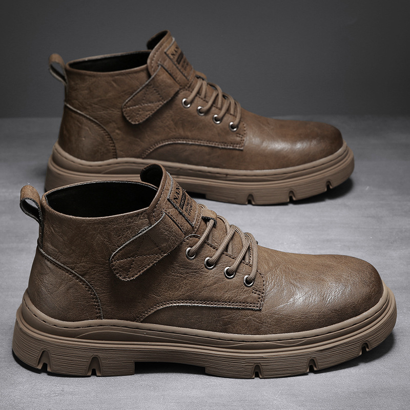 Pánske Martin topánky, vrchnok z Ultra-fiber kože, gumová podrážka, PU vložka, odolné voči opotrebeniu, štýl Youth Trend Martin Boots