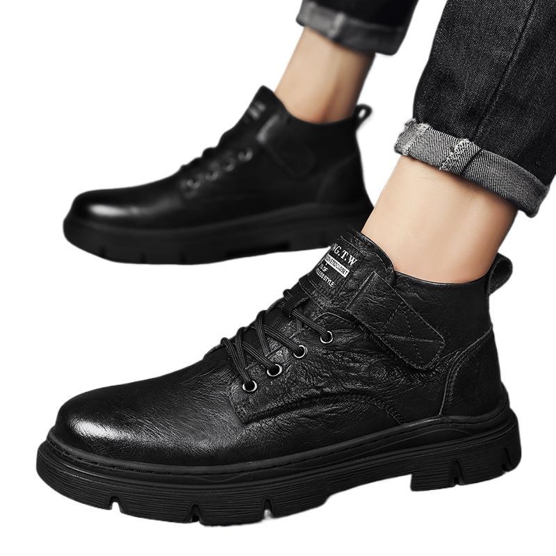 Pánske Martin topánky, vrchnok z Ultra-fiber kože, gumová podrážka, PU vložka, odolné voči opotrebeniu, štýl Youth Trend Martin Boots