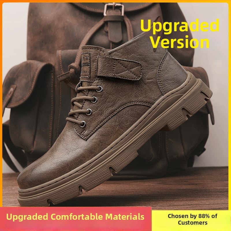 Pánske Martin topánky, vrchnok z Ultra-fiber kože, gumová podrážka, PU vložka, odolné voči opotrebeniu, štýl Youth Trend Martin Boots