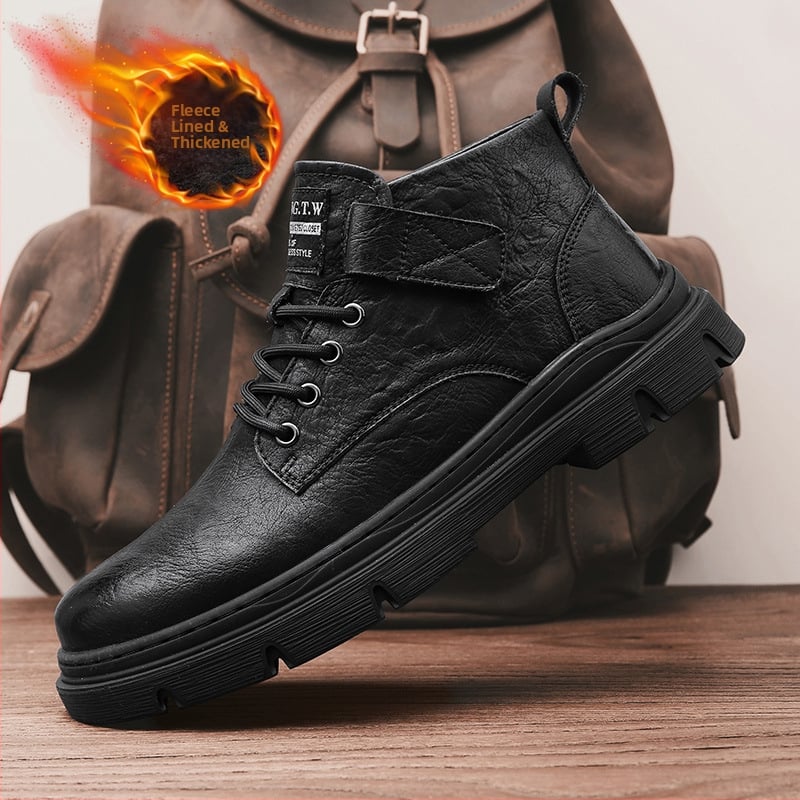 Pánske Martin topánky, vrchnok z Ultra-fiber kože, gumová podrážka, PU vložka, odolné voči opotrebeniu, štýl Youth Trend Martin Boots