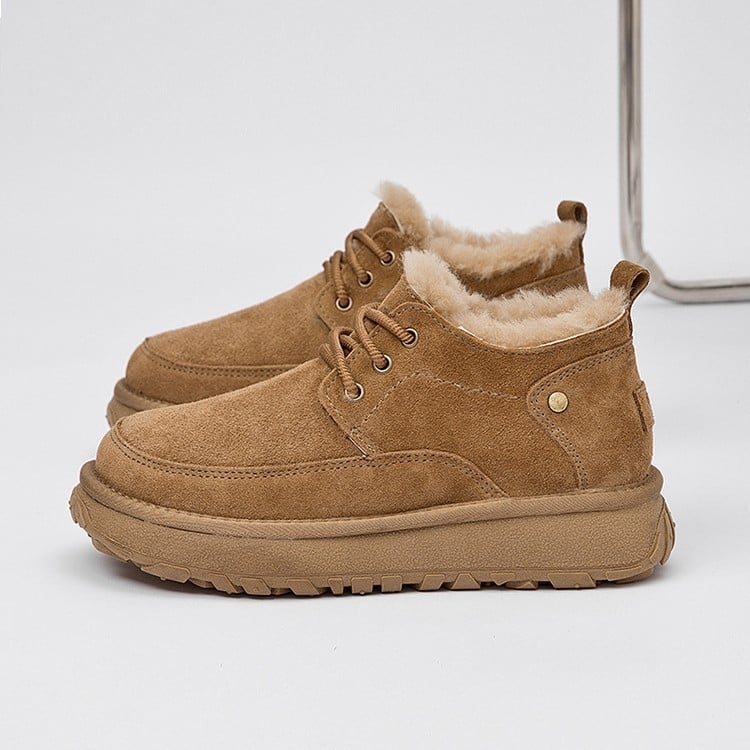 Unisex snehové topánky s vrchnou časťou zo srsti v jednom kuse, hovädzia koža, gumová podrážka, šnurovanie