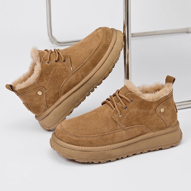 Unisex snehové topánky s vrchnou časťou zo srsti v jednom kuse, hovädzia koža, gumová podrážka, šnurovanie