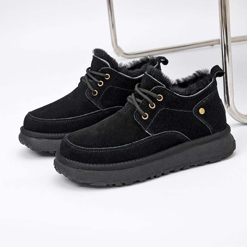 Unisex snehové topánky s vrchnou časťou zo srsti v jednom kuse, hovädzia koža, gumová podrážka, šnurovanie