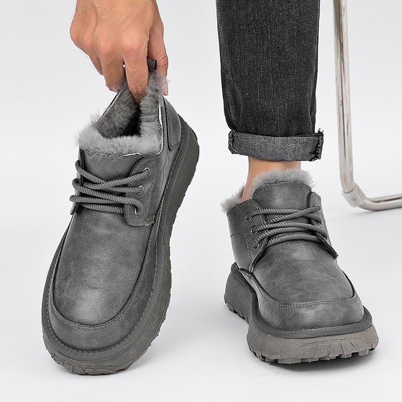 Unisex snehové topánky s vrchnou časťou zo srsti v jednom kuse, hovädzia koža, gumová podrážka, šnurovanie