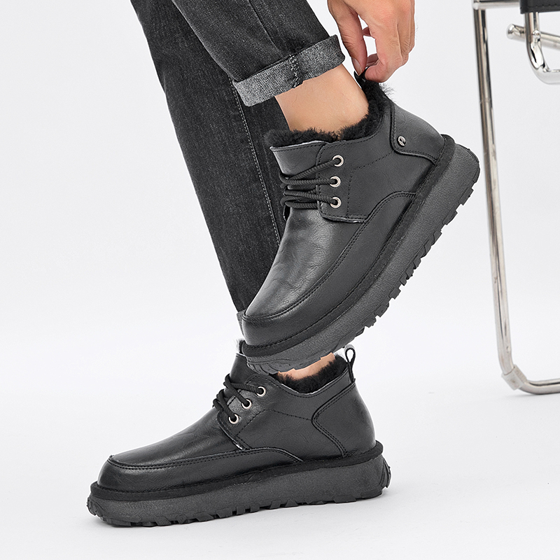 Unisex snehové topánky s vrchnou časťou zo srsti v jednom kuse, hovädzia koža, gumová podrážka, šnurovanie