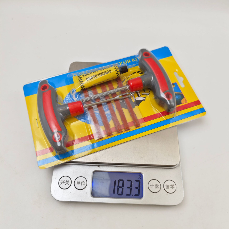 Set nástrojov na opravu pneumatík pre auto, motocykle a elektrické vozidlá; materiál: železo, PP+PVC; kód produktu YW-163; balenie: 100 kusov na kartón