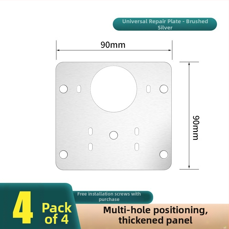 4-dielna nerezová oceľová platňa na opravu a zosilnenie pántov skriňových dvierok