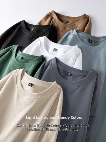 Voľno-strihová bavlnená mikina, okrúhly výstrih, dlhé rukávy, 301–350 g