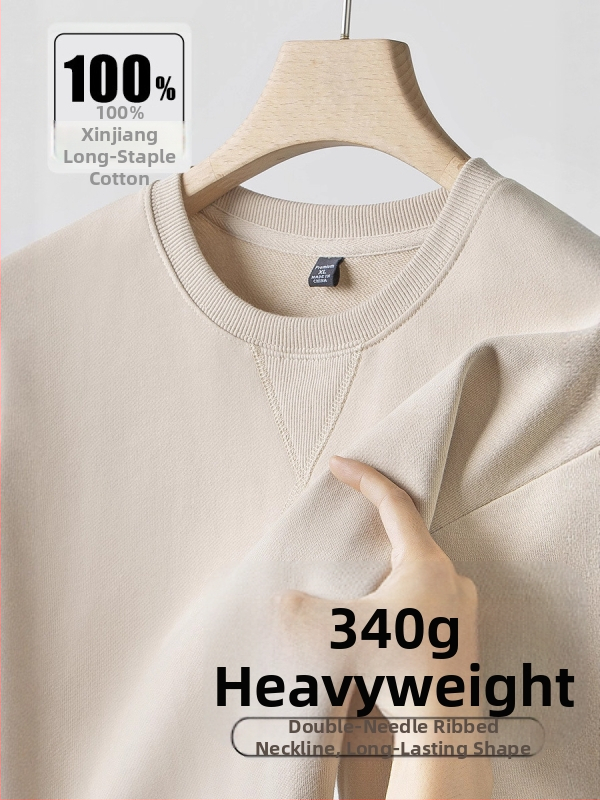 Voľno-strihová bavlnená mikina, okrúhly výstrih, dlhé rukávy, 301–350 g