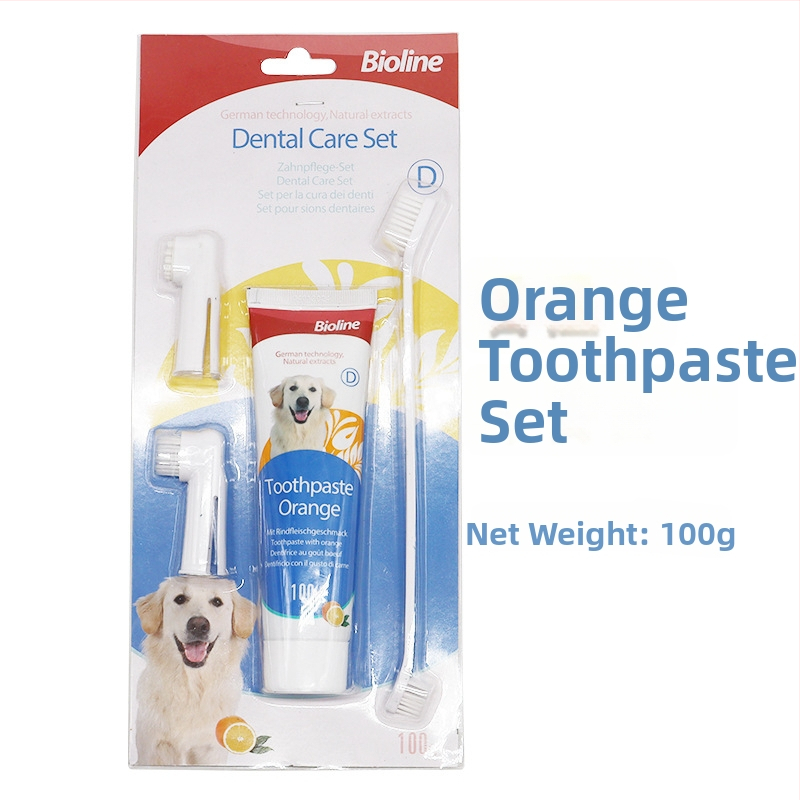 Bioline set zubnej pasty a kefy pre domáce zvieratá – pre psy a mačky, viac chutí, jedlá pasta, svieži dych, starostlivosť o ďasná a parodontálne zdravie