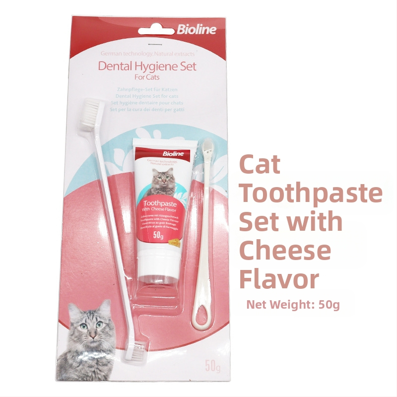 Bioline set zubnej pasty a kefy pre domáce zvieratá – pre psy a mačky, viac chutí, jedlá pasta, svieži dych, starostlivosť o ďasná a parodontálne zdravie