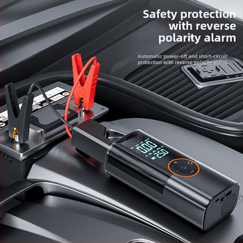 Automobilná pumpa na pneumatiky s integrovanou polymerovou batériou a núdzovým štartom — prenosný kompresor na pneumatiky, 14.8V, ≤80W, 25 L/min