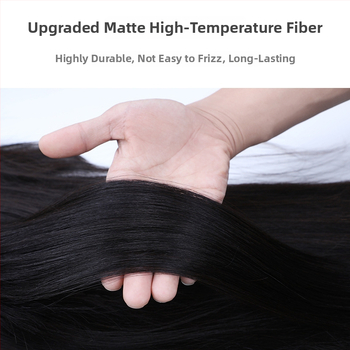 Parochňa s copom: dvojitý cop, rímske kučery, vysokotepelná hodvábna látka, mechanické spracovanie, nie je možné farbiť